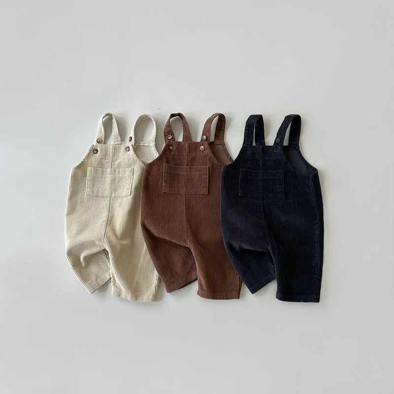 Baby Corduroy Overalls — Sleeveless Strap Jumpsuit, Unisex