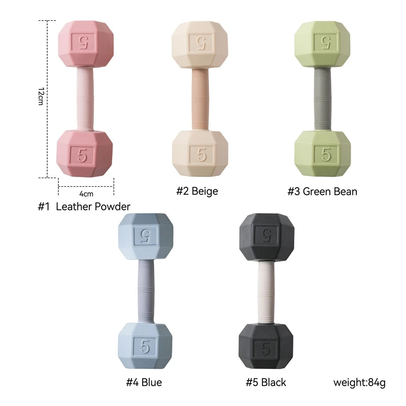 Silicone Baby Dumbbell Rattle | Cartoon Sensory Crib Toy for Newborns 0–12 Months