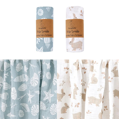 Baby Muslin Swaddle Blanket Set of 2 | 100% Cotton Newborn Wrap