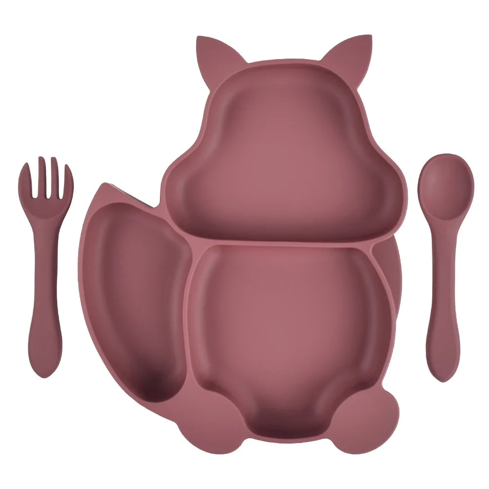 3-Piece Baby Silicone Feeding Kit | Bib, Divided Plate & Spoon Set | BPA-Free