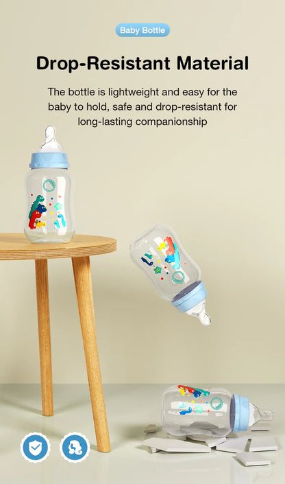 Baby Bottle with Gravity Ball & Handle | 150/240ml Anti-Spill Newborn Feeding Bottle, BPA-Free