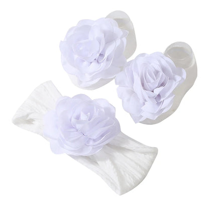 Baby Girl Flower Socks & Headband Set | Soft Knitted 2-Piece 0-12 Months