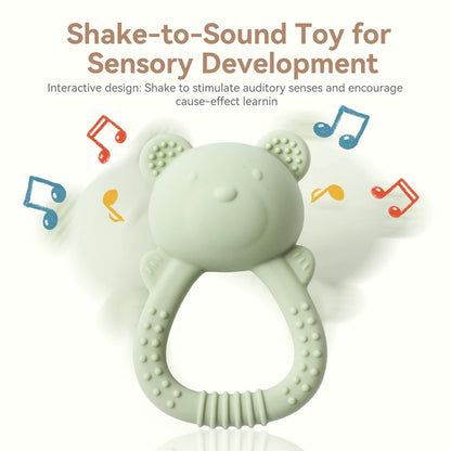 Silicone Bear Teether Rattle | Food-Grade Sensory Hand Bell for Babies 0–12 Months