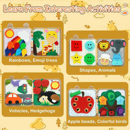 Montessori Giraffe Busy Book | Sensory Learning Quiet Book for Toddlers Ages 3-6