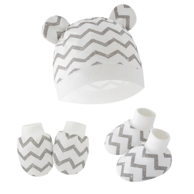 Baby Hat, Anti-Scratch Gloves & Socks Set | Newborn Essentials 0-6 Months