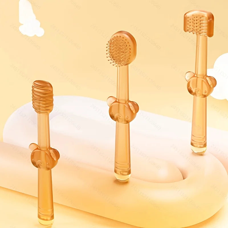 Baby & Toddler Toothbrush Set | 360° Silicone Soft Toothbrush & Tongue Cleaner | 4 Colours