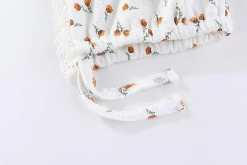 Baby Girl Cotton Lace Bodysuit & Hat Set | Long Sleeve 0-24 Months