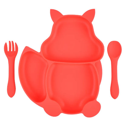 3-Piece Baby Silicone Feeding Kit | Bib, Divided Plate & Spoon Set | BPA-Free