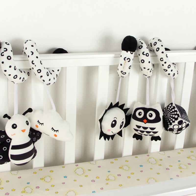 Baby Spiral Plush Hanging Toy with Rattle & Squeaker