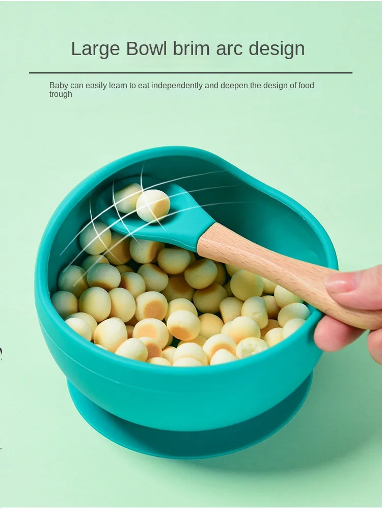 Baby Silicone Suction Bowl with Spoon | Waterproof Kids Feeding Tableware