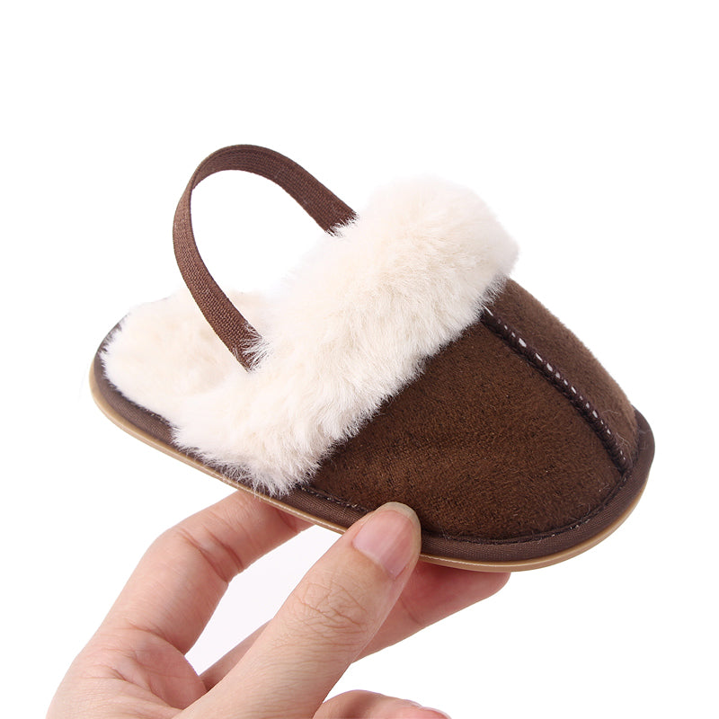 Baby & Toddler Fluffy Plush Slides | Soft Non-Slip House Slippers 0-18 Months