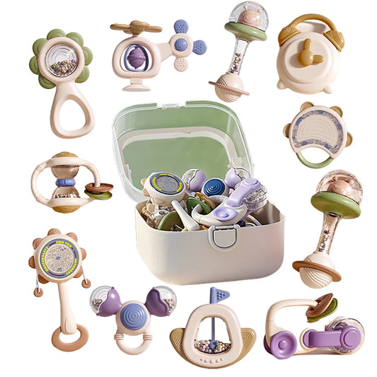 10-Piece Baby Teething & Sensory Toy Set | Food-Grade Silicone | Baby Gift