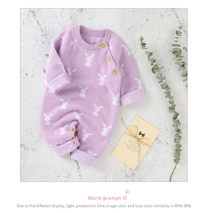 Baby Easter Rabbit Knit Romper — Long Sleeve Cotton Unisex