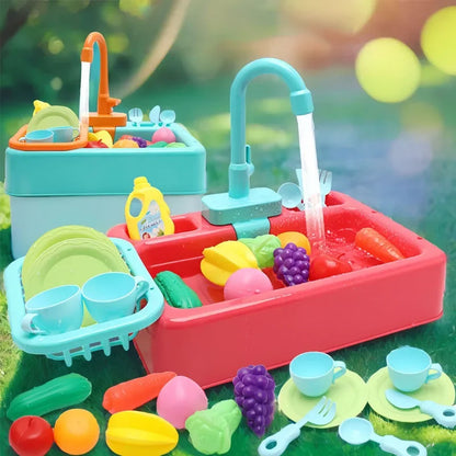 Kids Kitchen Sink Toy | Pretend Play Dish Wash Set for Children