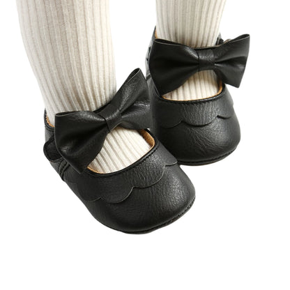 Baby Girls Bow Knot Soft Sole Princess Shoes | First Walker Flat Shoes 0-18 Months