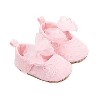 Baby Girls Bow Flower Soft Sole Princess Shoes | Non-Slip First Walker 0-18 Months