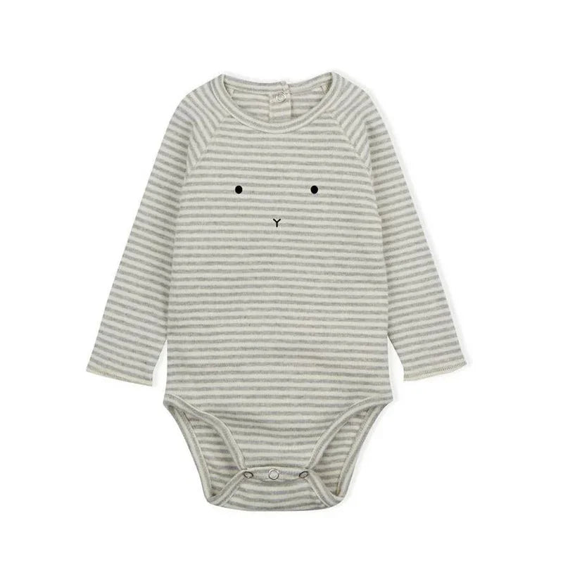Newborn Romper — Organic Cotton Floral Print, Long Sleeve