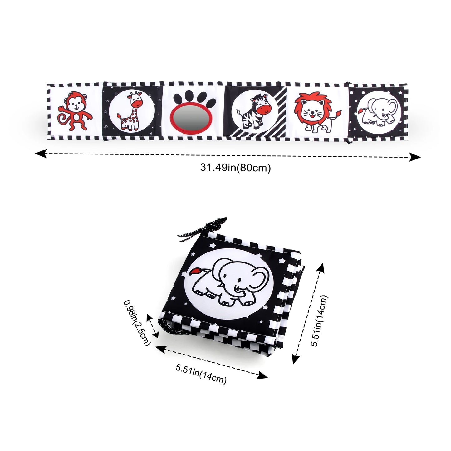 High Contrast Sensory Cloth Book for Babies | Black & White Montessori Newborn Toy