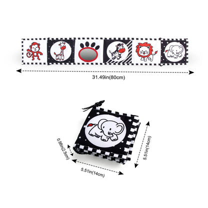 High Contrast Sensory Cloth Book for Babies | Black & White Montessori Newborn Toy
