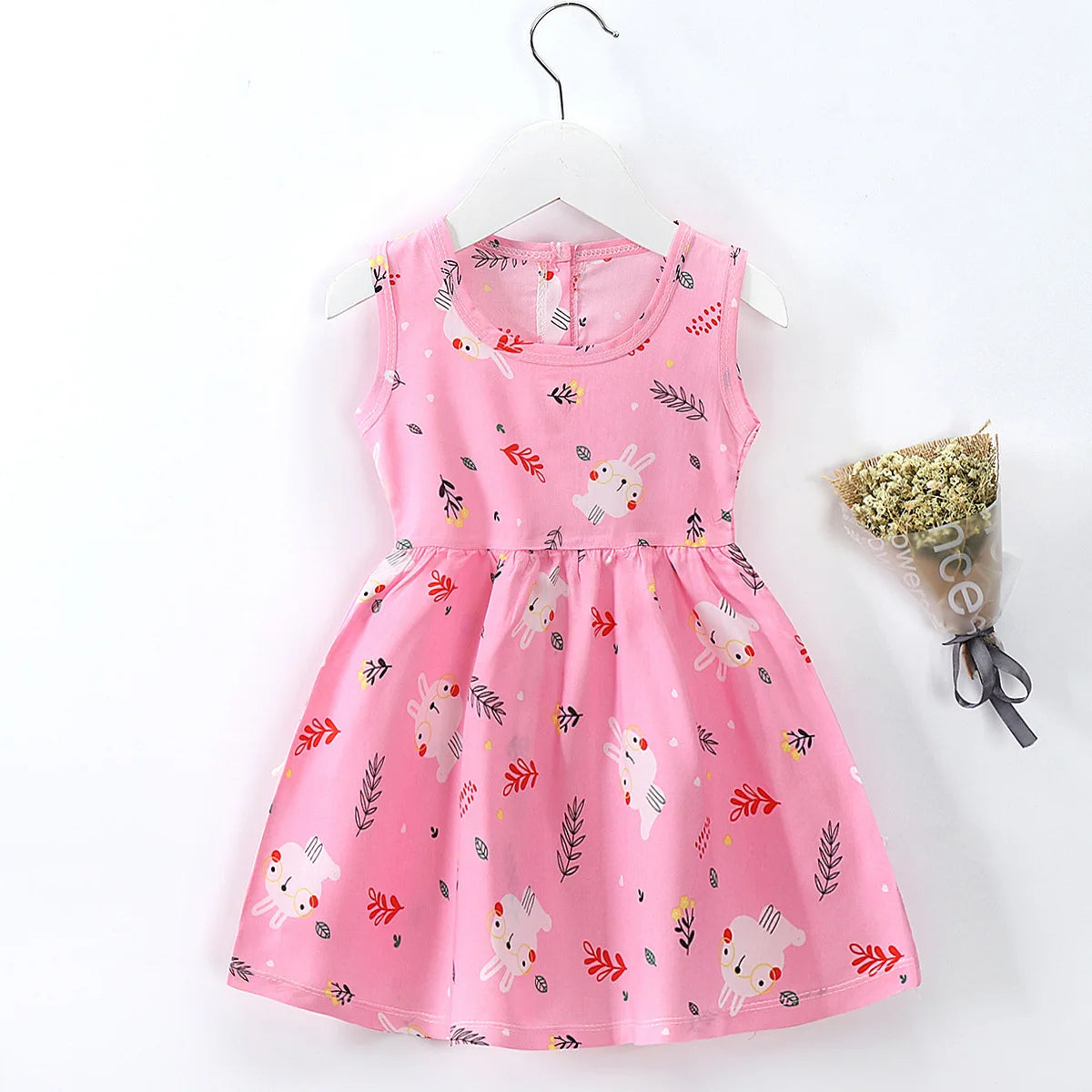 Girls Cotton Flower Dress | Sleeveless Princess Party Dress