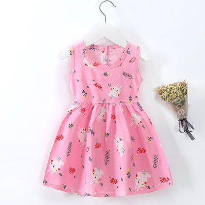 Girls Cotton Flower Dress | Sleeveless Princess Party Dress