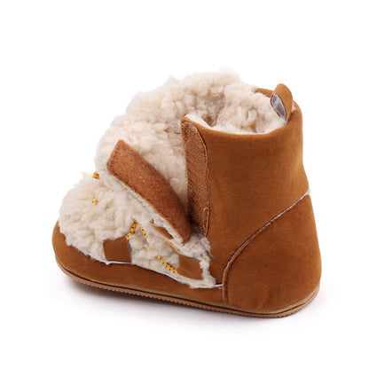 Baby Girls Coral Fleece Snow Boots | Warm Ankle Boots First Walker 6-15 Months