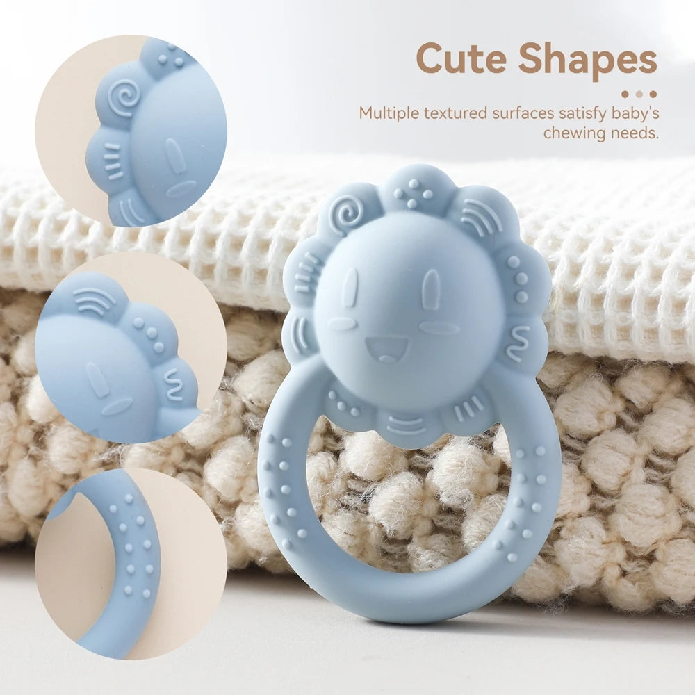 Silicone Bear Teether Rattle | Food-Grade Sensory Hand Bell for Babies 0–12 Months