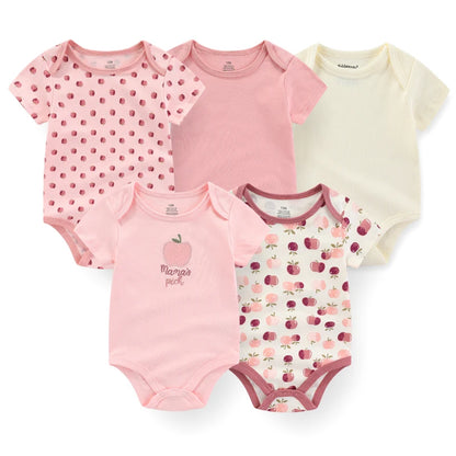 Baby Unisex Cotton Bodysuit 5-Pack | Short Sleeve Cartoon Print 0-12 Months