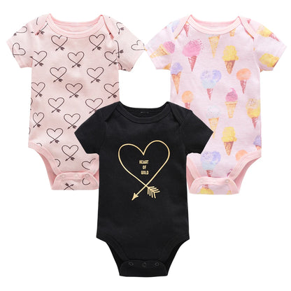 Baby Cotton Bodysuit 3-Pack | Short Sleeve Unisex Romper 0-12 Months