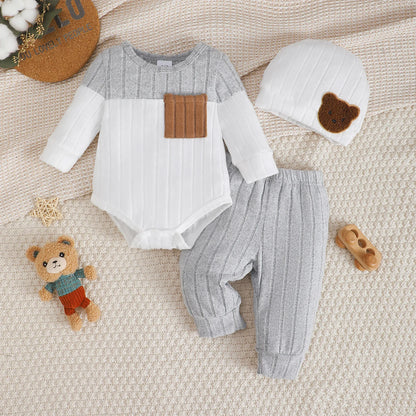 Newborn Baby Boy 3-Piece Set | Bodysuit, Pants & Hat 1-18 Months