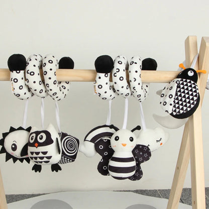 Baby Spiral Plush Hanging Toy with Rattle & Squeaker
