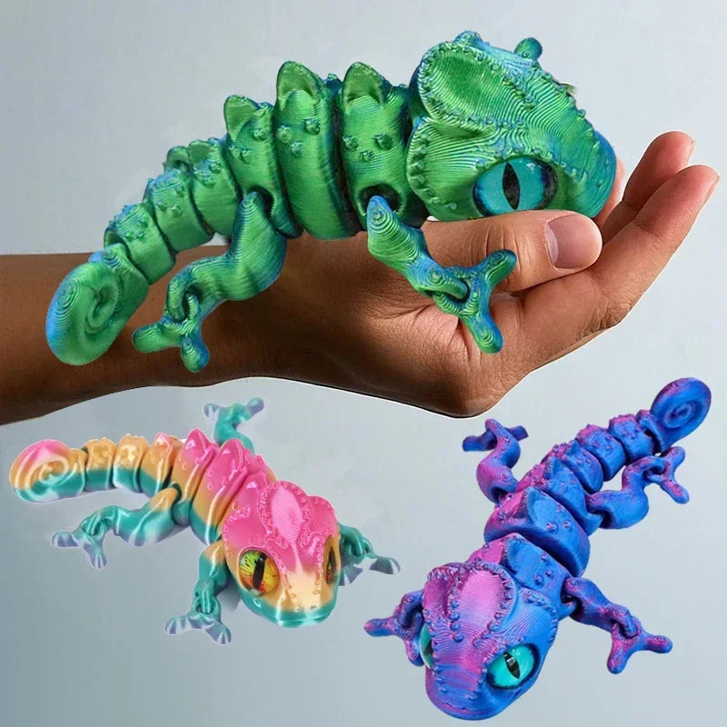 3D Printed Chameleon Figure | Multi-Joint Movable Kids Gift & Room Decoration