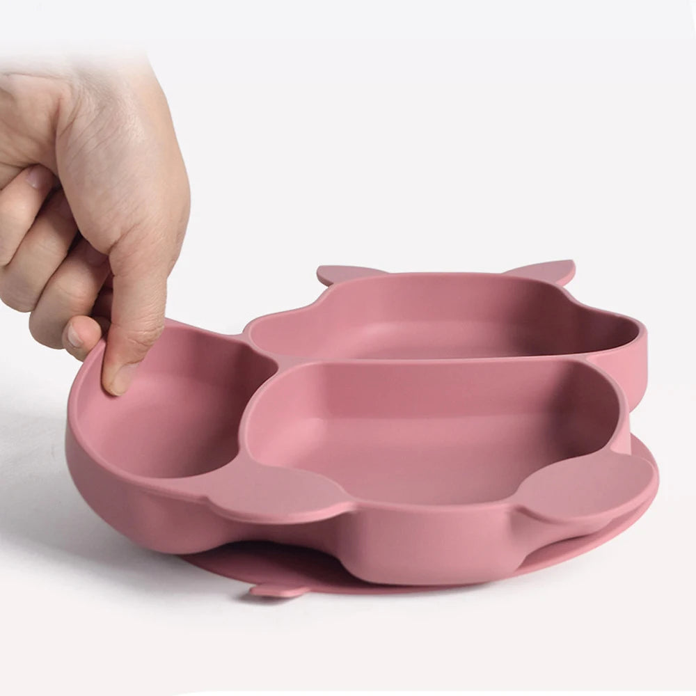 3-Piece Baby Silicone Feeding Kit | Bib, Divided Plate & Spoon Set | BPA-Free