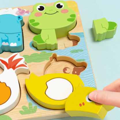 4-in-1 Wooden Animal Puzzle | Early Learning Jigsaw for Toddlers 1–3 Years