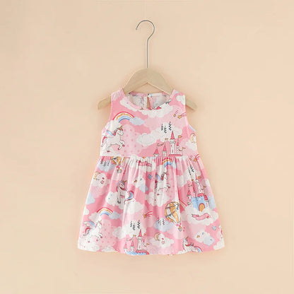 Girls Cotton Flower Dress | Sleeveless Princess Party Dress