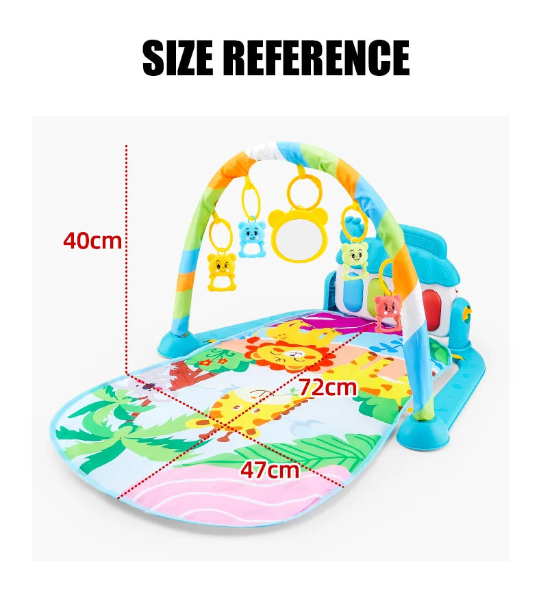 Baby Music Play Gym & Activity Mat | Piano Keyboard & Hanging Toys