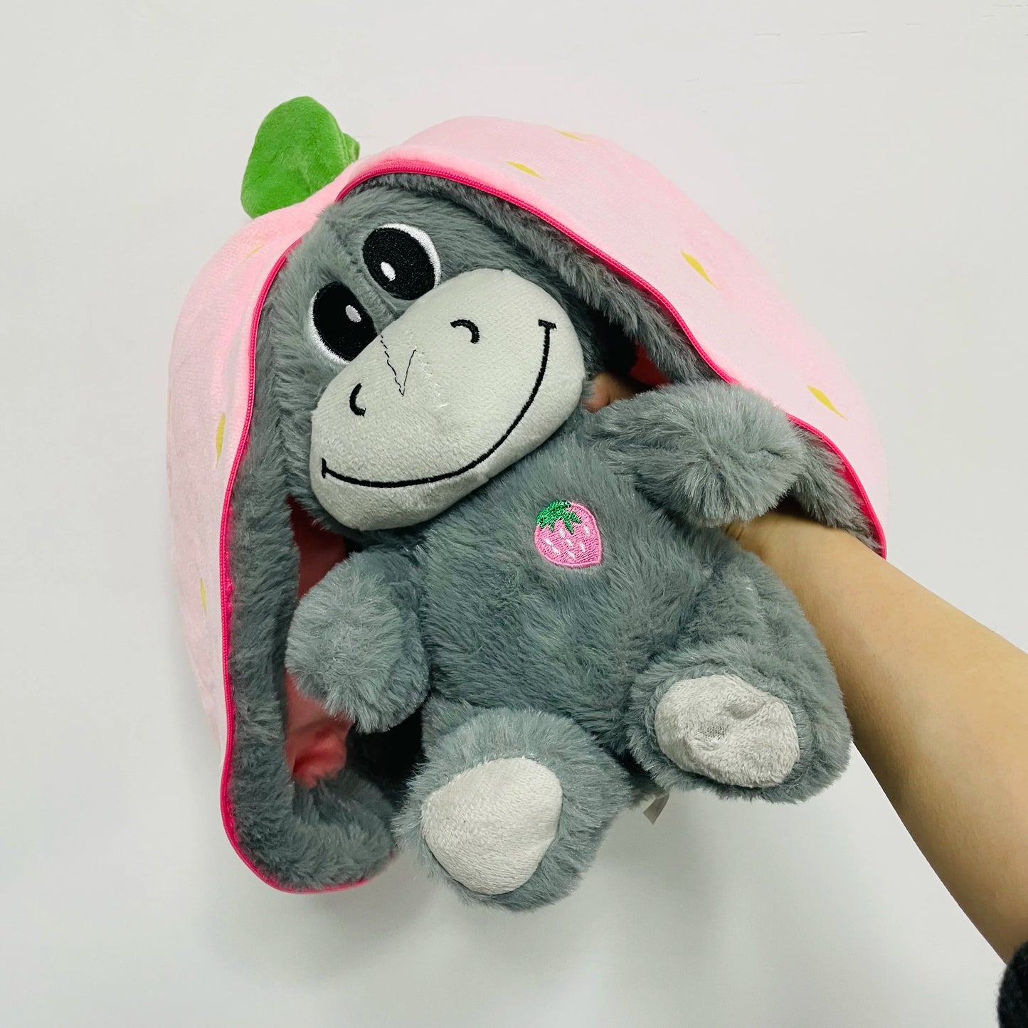 Strawberry Donkey Plush Toy | Soft 30cm Fruit Transform Sleeping Doll for Kids