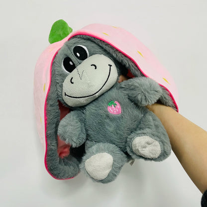 Strawberry Donkey Plush Toy | Soft 30cm Fruit Transform Sleeping Doll for Kids