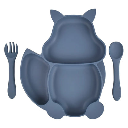 3-Piece Baby Silicone Feeding Kit | Bib, Divided Plate & Spoon Set | BPA-Free