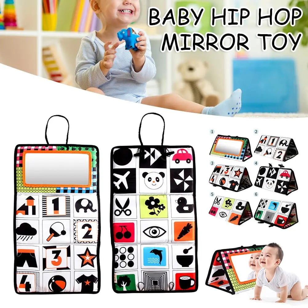 Baby Black & White Tummy Time Mirror Toy | Montessori Sensory Development Toy 0–12 Months