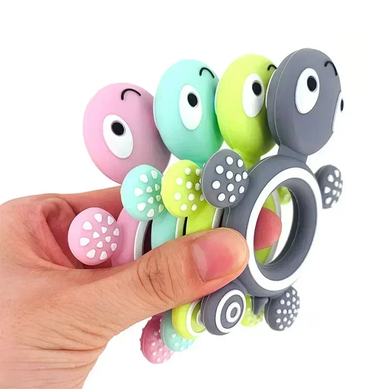 Silicone Turtle Baby Teether | Food-Grade Soft Tortoise Teething Toy | 8 Colours