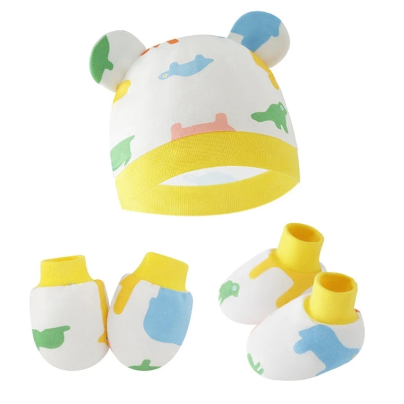 Baby Hat, Anti-Scratch Gloves & Socks Set | Newborn Essentials 0-6 Months