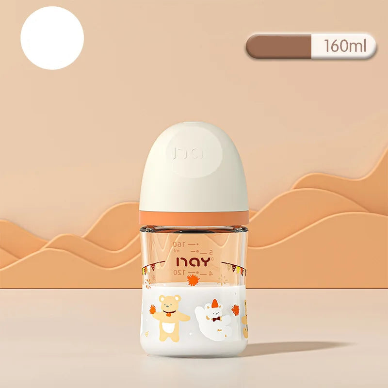 Colourful Cartoon Anti-Choke Glass Baby Bottle | 160ml & 240ml | 0-9 Months