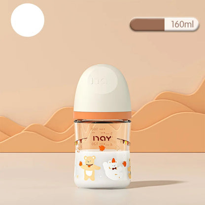 Colourful Cartoon Anti-Choke Glass Baby Bottle | 160ml & 240ml | 0-9 Months