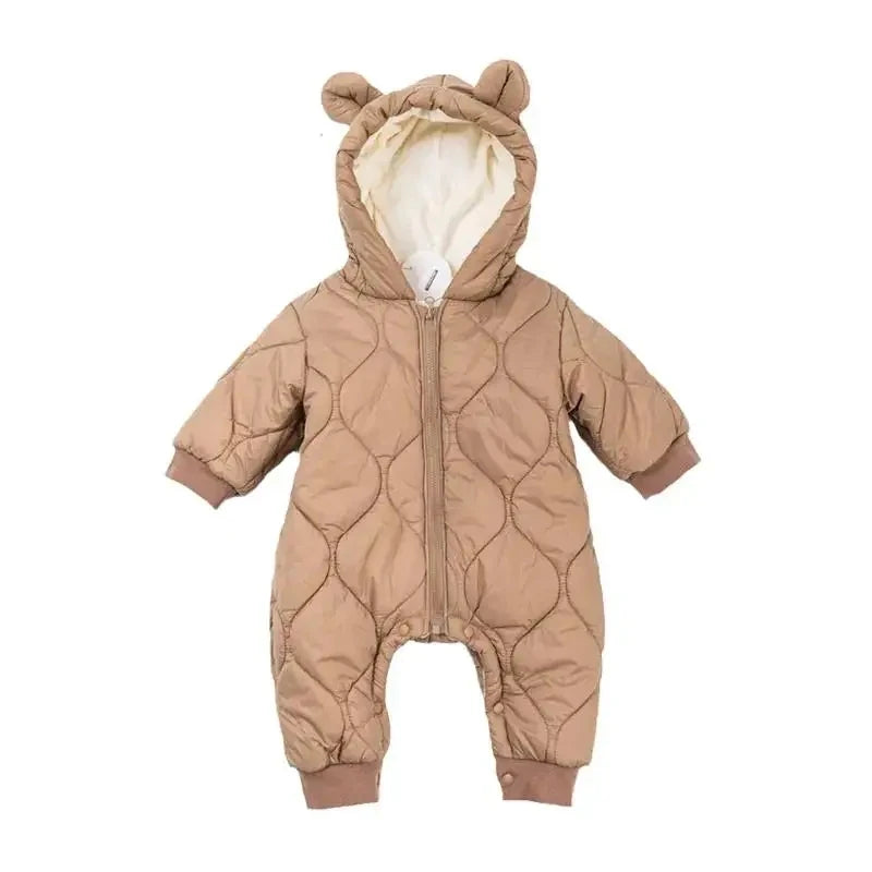 Winter Hooded Baby Romper — Fleece Lined, Warm & Cosy