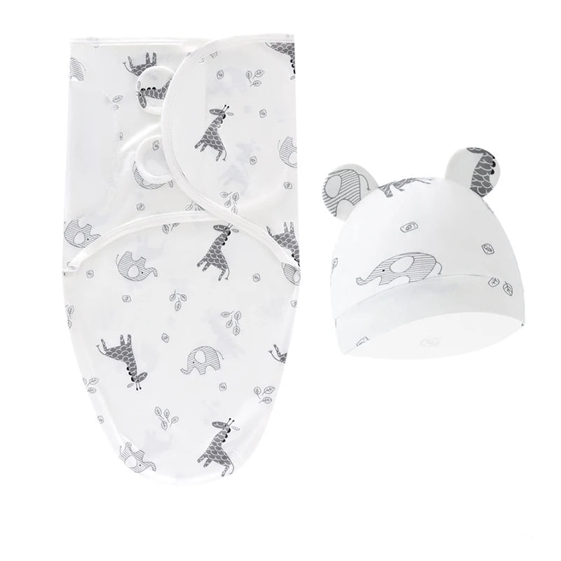 Baby Blanket & Hat Set | Soft Cotton Newborn Swaddle Wrap