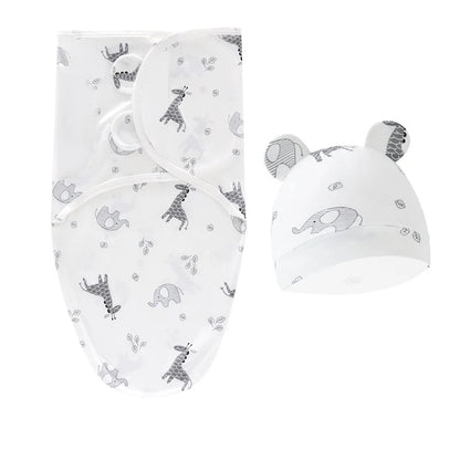 Baby Blanket & Hat Set | Soft Cotton Newborn Swaddle Wrap