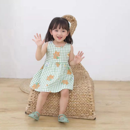 Girls Cotton Flower Dress | Sleeveless Princess Party Dress