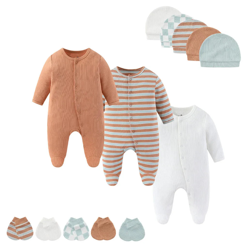 13-Piece Newborn Baby Gift Set | Rompers, Hats & Gloves 100% Cotton 0-12M