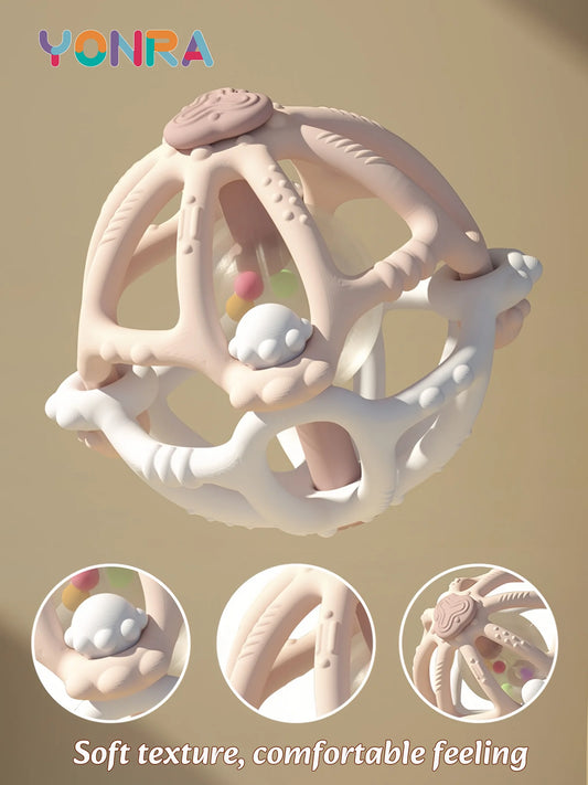 Sensory Montessori Rattle Ball — Silicone Baby Teether Toy
